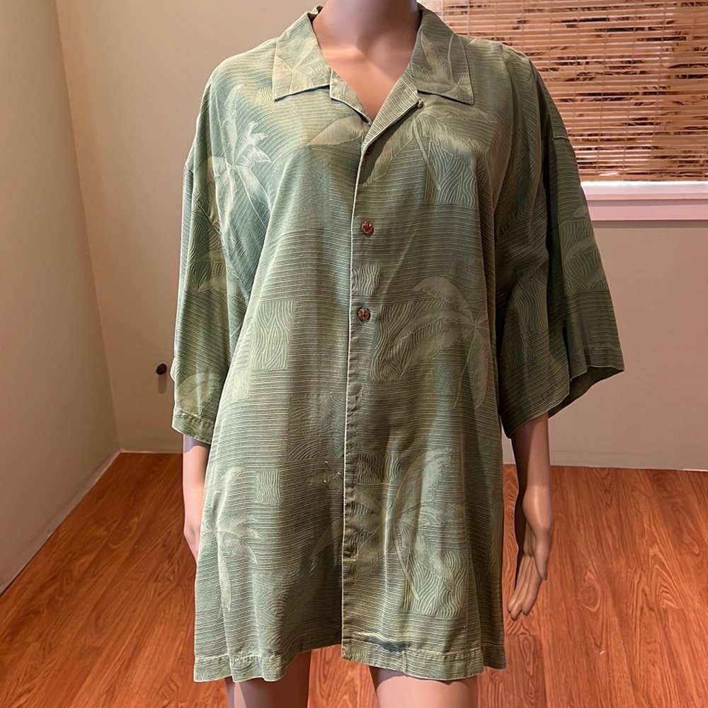 Tommy Bahama Silk Pam Tree Pattern Button Down Sh… - image 1